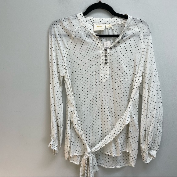 Anthropologie Maeve Lucy Polkadot Tie Waist Blouse size 4 NEW - Picture 2 of 9